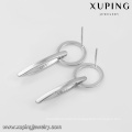 94414 xuping stylish simple rhodium color circle design fashion ladies drop earrings